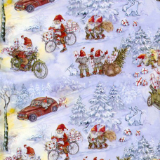 Gift Wrap Christmas Santas on Bicycles 23"x72"